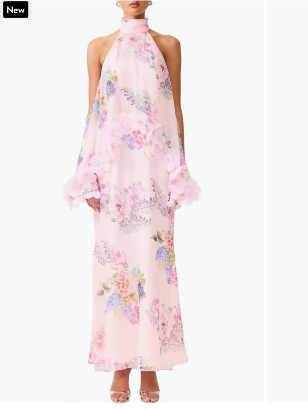 Elliatt Millie Floral Appliqué Tiered Halter Neck Gown